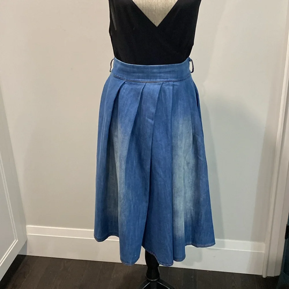 Elegant Blue A-Line Skirt - Picture 10 of 15